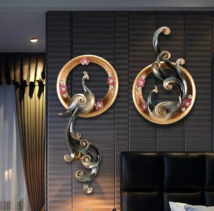 

Modern Resin Luxury Wall Hanging Phoenix Bird Crafts Art Livingroom Sofa Background Wall Decoration Porch Wall Mural Accessories