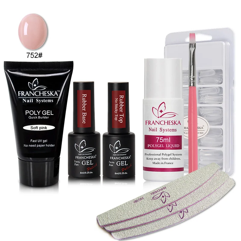 Polygel Set 752 Francheska УФ-гель полигелевый набор для ногтей Лак акриловый гель для ногтей набор инструментов для наращивания Кристалл Смола твердый конструктор Manucure Gellak - Цвет: Polygel Set 752