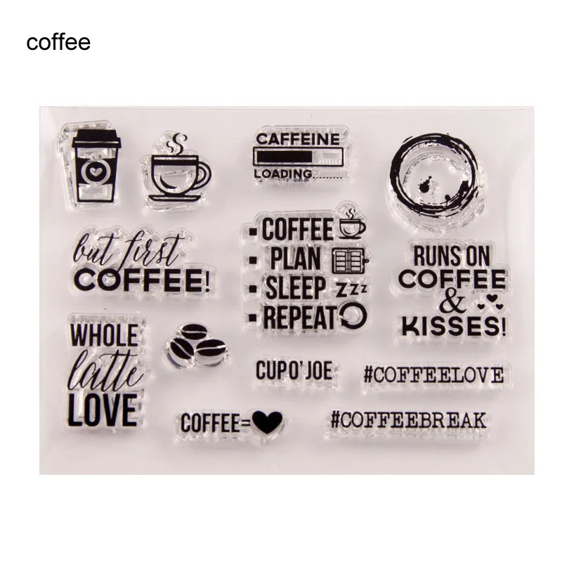 T1057 coffee 1 шт. прозрачная карта Скрапбукинг Прозрачная силиконовая печать маленькая икона фото украшение для альбома DIY бумажные карточки подарок ручной работы - Цвет: T1057 coffee