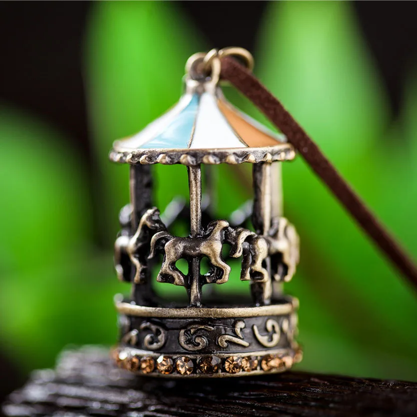 2017 женские украшения основа для кулонов и ожерелья карусель Кулон Винтаж длинное