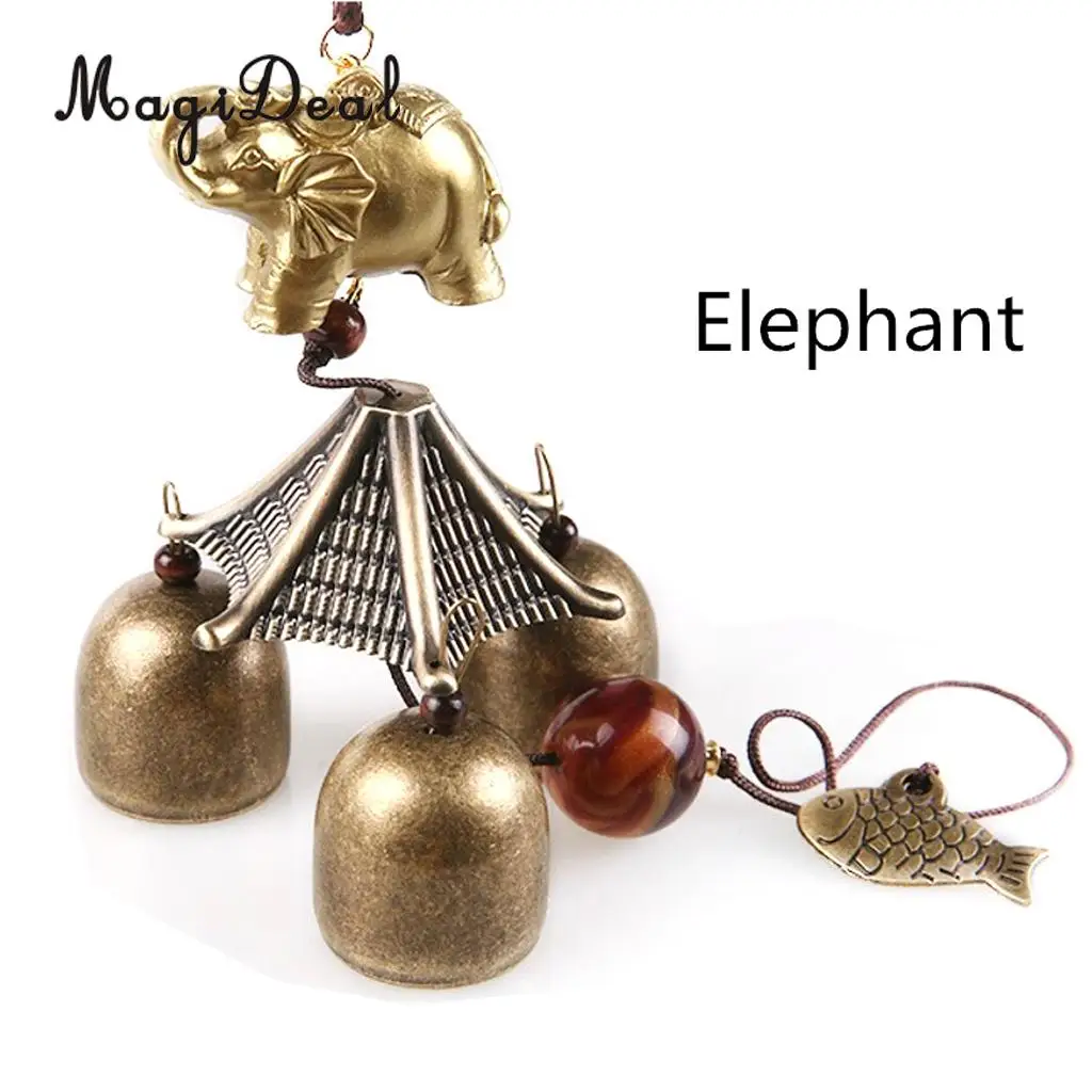 MagiDeal Chinese Elephant Fish Metal Bell Lucky Feng Shui Hanging Charm Wind Chime Antique Windchime Copper | Дом и сад