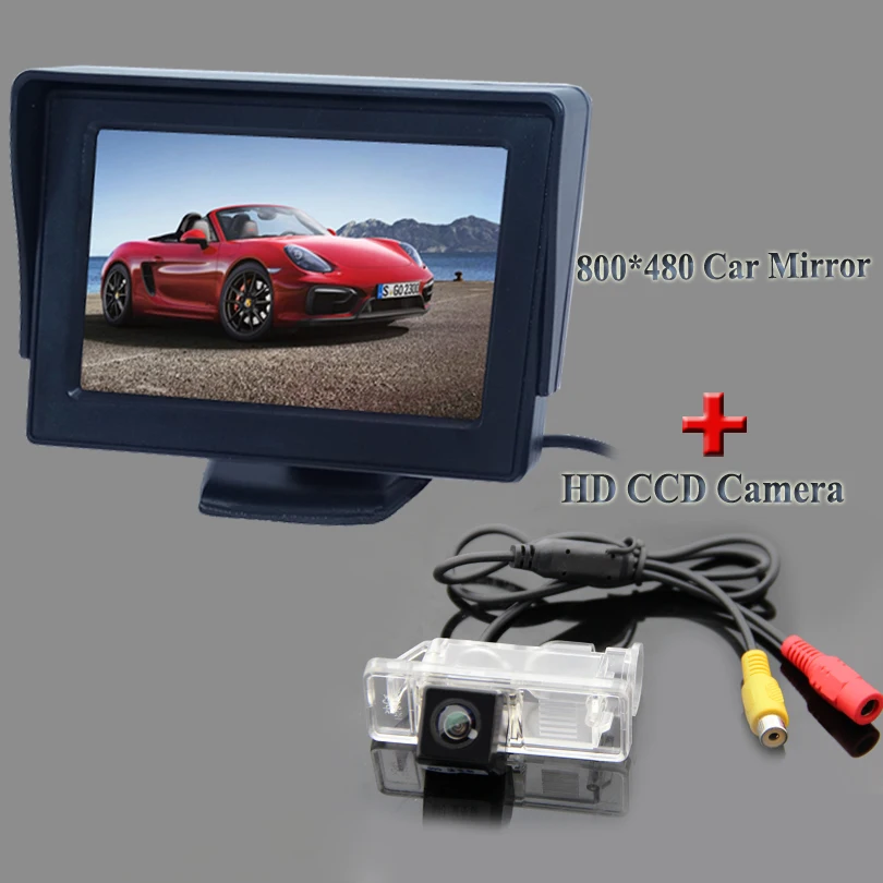 Автомобильный монитор на зеркало 4 3 дюйма TFT LCD 800*480 + CCD HD Автомобильная камера