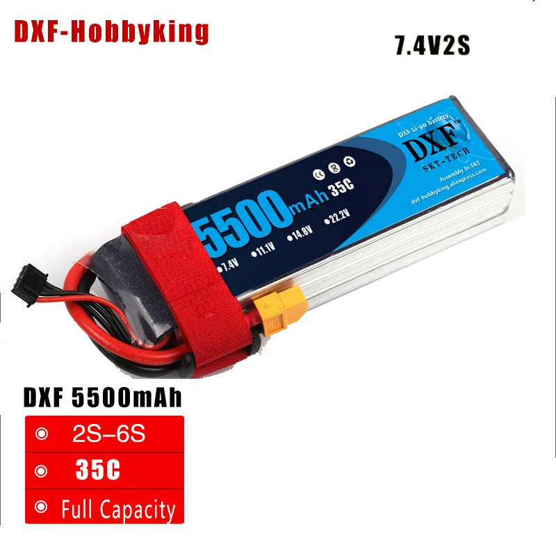 2017 DXF RC Lipo 2S Аккумулятор 7 4 в 5500 мАч 35C Max60C для батареи дрона AKKU вертолета