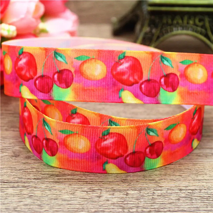 DUWES 7/8 ''Бесплатная доставка Фрукты арбуз ананас Печатный grosgrain ленточный