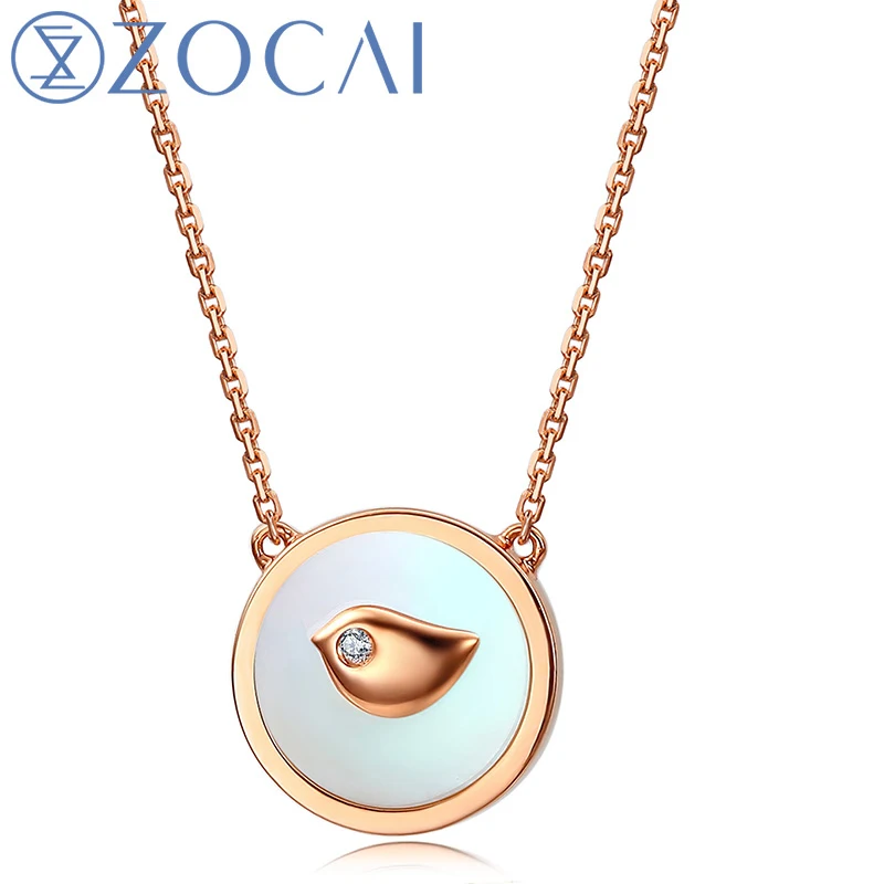

ZOCAI The Little Magpie Real 0.006 CT Diamond Necklace 18K Rose Gold (Au750) Pendent Necklace D04876