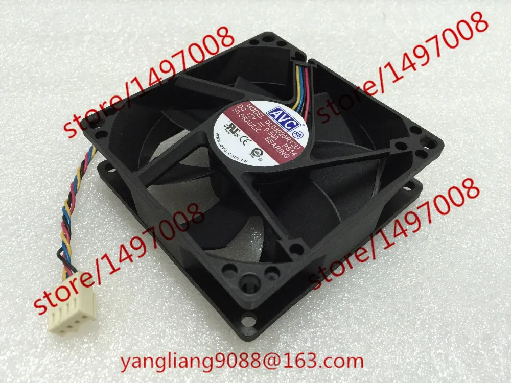AVC DL08025R12U PS14 DC 12V 0.50A 80x80x25 мм 4 провод Сервер вентилятор охлаждения|square fan|server fandc fan 12v