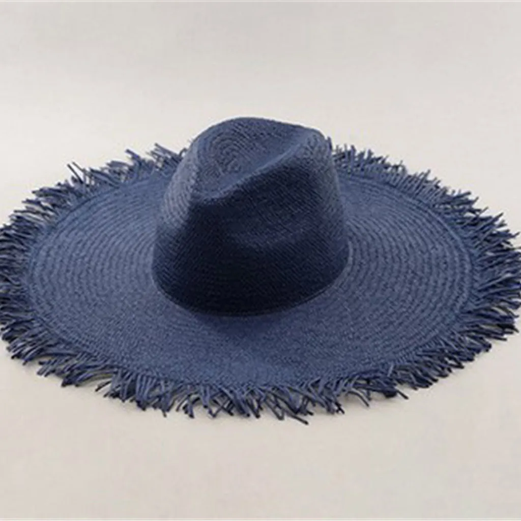 Летняя женская соломенная шляпа большой широкий пляжный навес от солнца