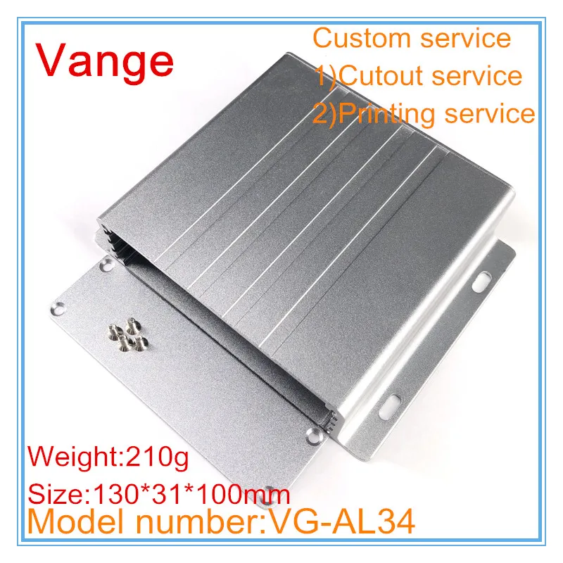 2pcs/lot silvery wall-mounted electronic junction box 130*31*100mm 6063-T5 Aluminum instrument housing for PCB module device |