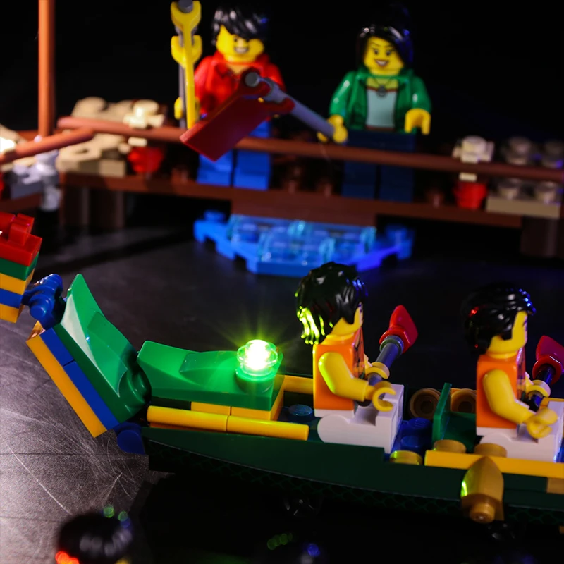 Vonado освещение строительный блок Lego 80103 китайский сезонный набор дракон лодка