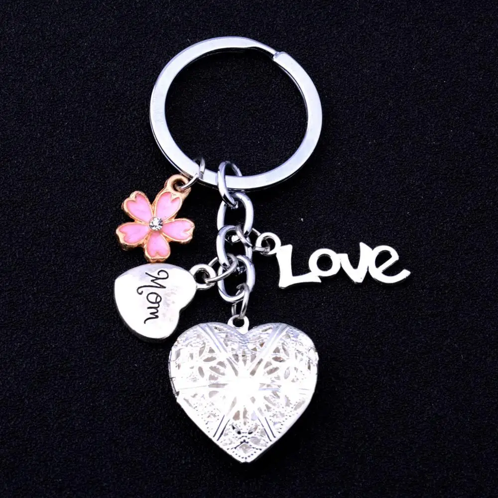 12PC Family Gift Mom Mother Mommy Love Heart Charm Keychain Flower Key Ring Birthday Party Mother's Day Gifts Women Jewelry Hot |