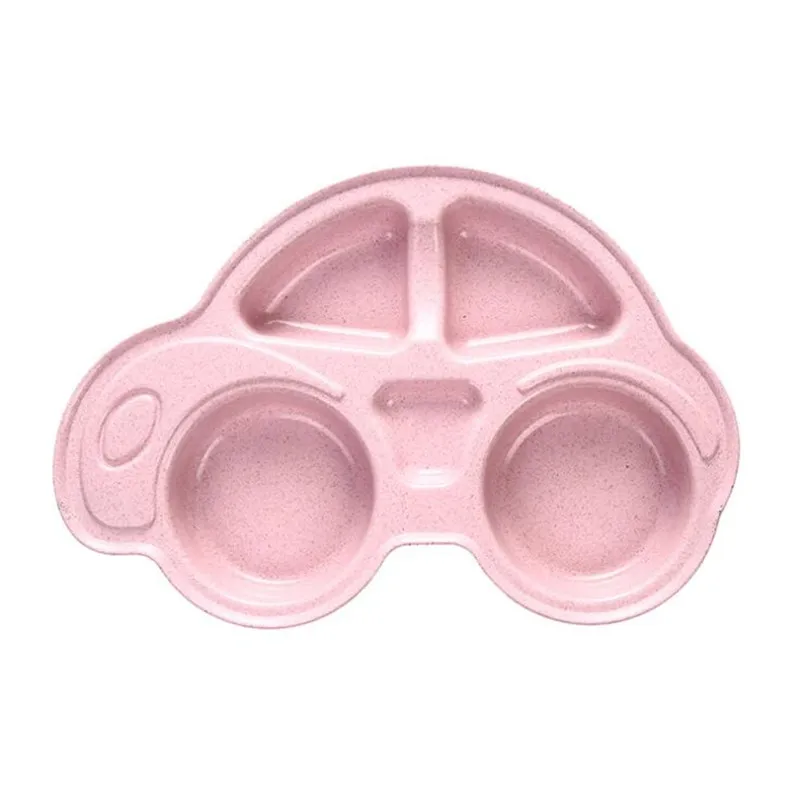 Pink Детские чаши, тарелка, посуда, детский пищевой контейнер, форма автомобиля, столовые приборы, детская еда чаша для кормления детей, кормовые тарелки - Цвет: Pink
