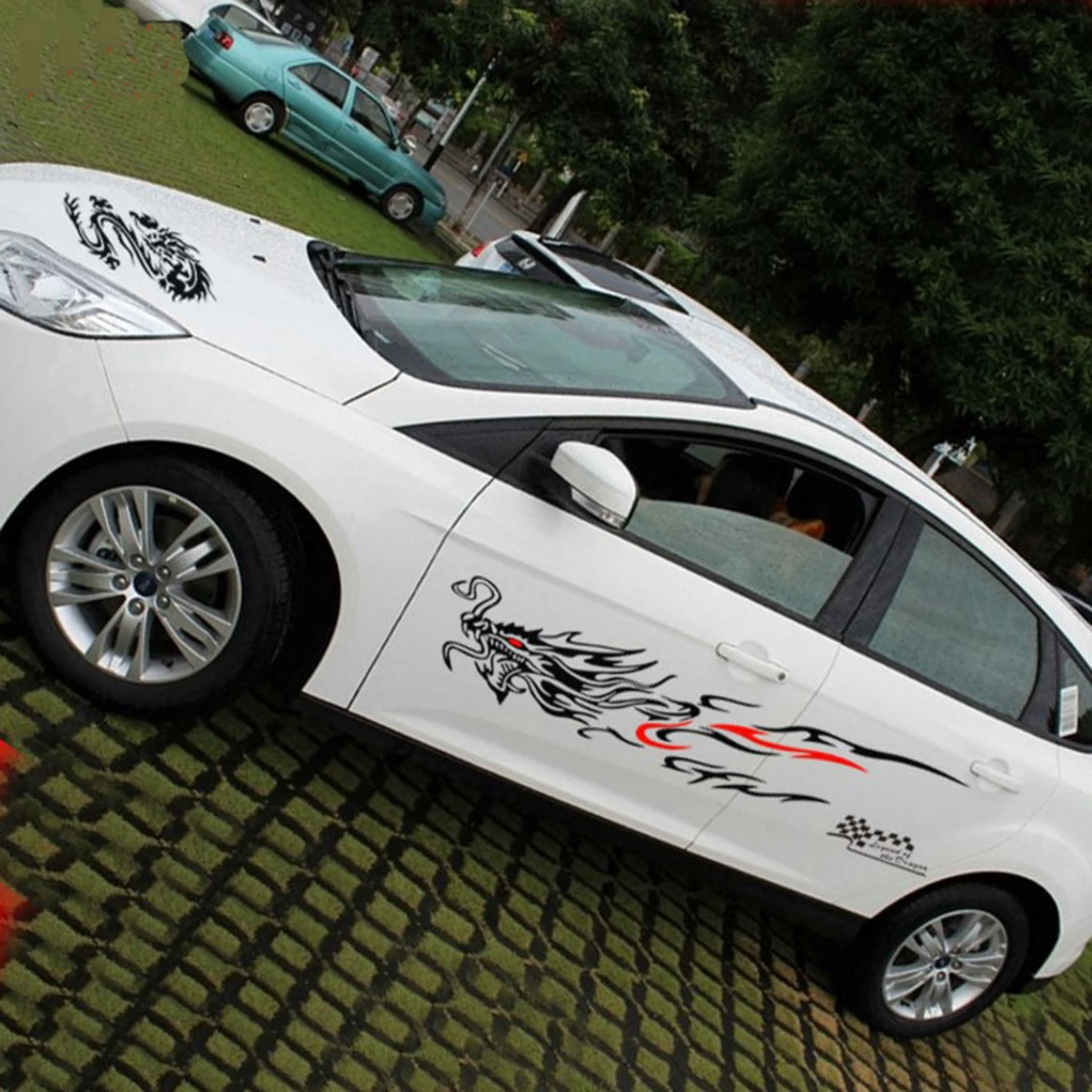 

Chinese Totem Dragon Graphics Side Decal Body Hood Car Stickers For Chevrolet Hyundai VW Subaru Volvo Honda Toyota Free Shipping