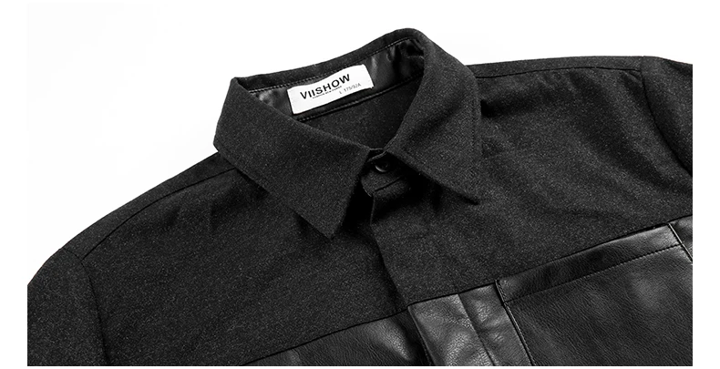 New 2016 Brand Autumn Men Slim Fit Long Sleeve Shirt Luxury Leisure leather Patchwork Male Formal Stylish camisa masculina | Мужская