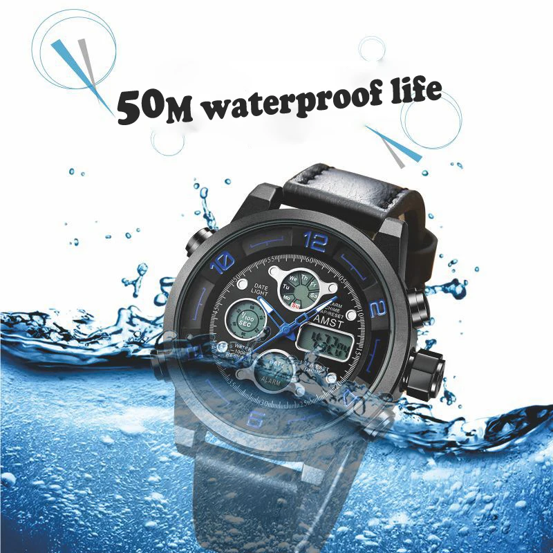 Часы AMST мужские спортивные водонепроницаемые цифровые светодиодный|Мужские