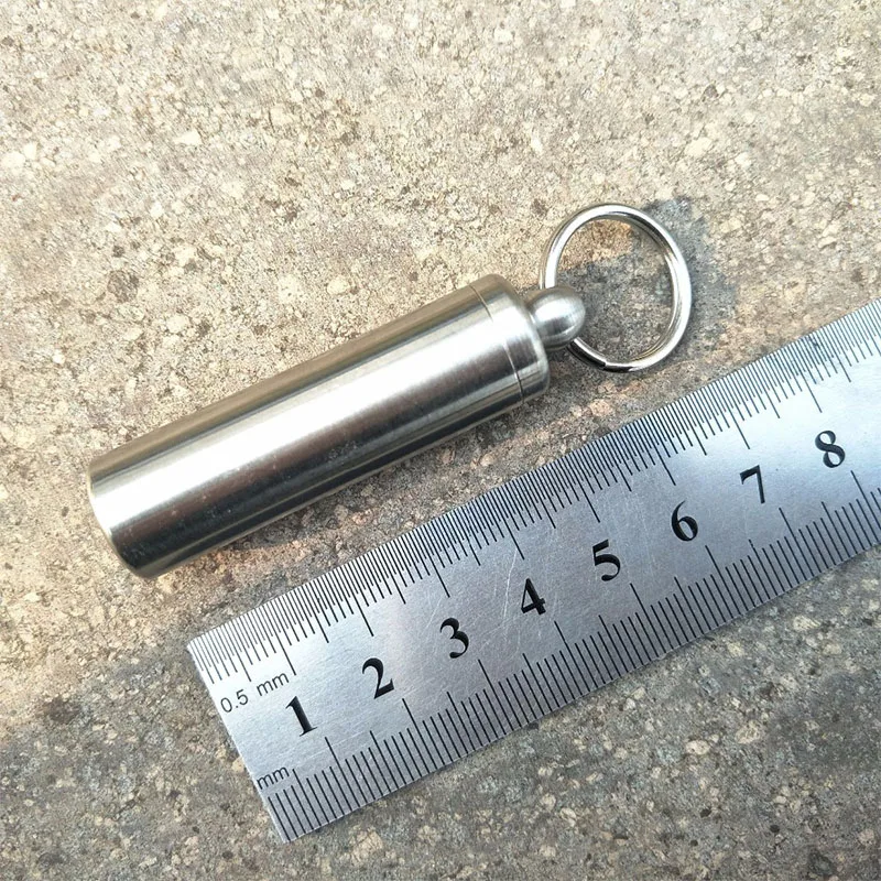 

1PC Portable 304 Stainless Steel Sealing Waterproof Health Metal Pill Medicine Bottle Outdoor EDC Mini Storage Tank Case Box