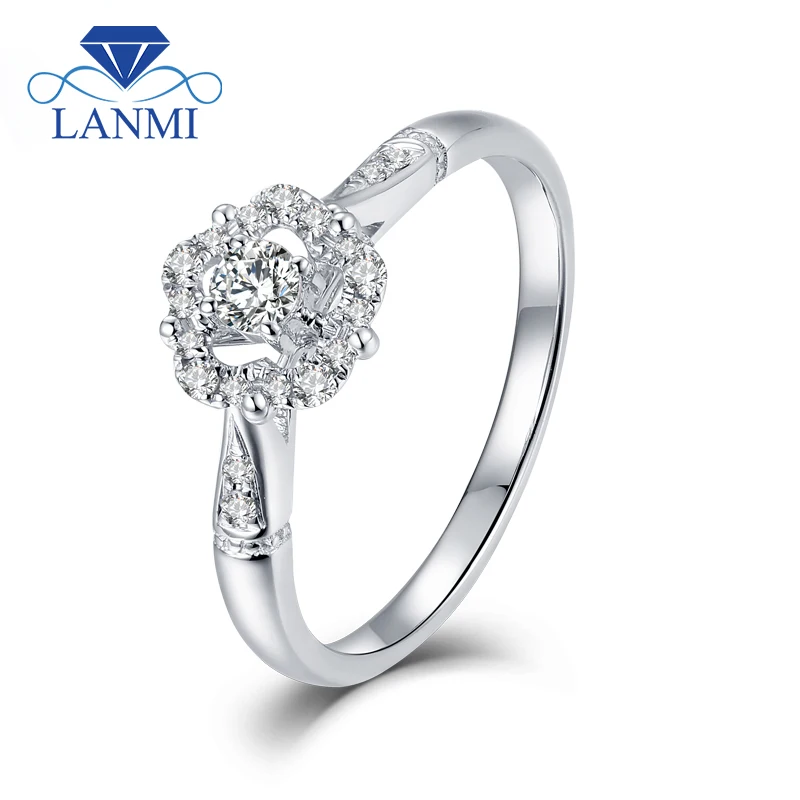 LANMI Настоящее твердое 18Kt Au750 Белое золото натуральный круглый 0.1ct SI уточнение алмаз обручальные кольца для женщин романтическое ювелирное изделие подарок