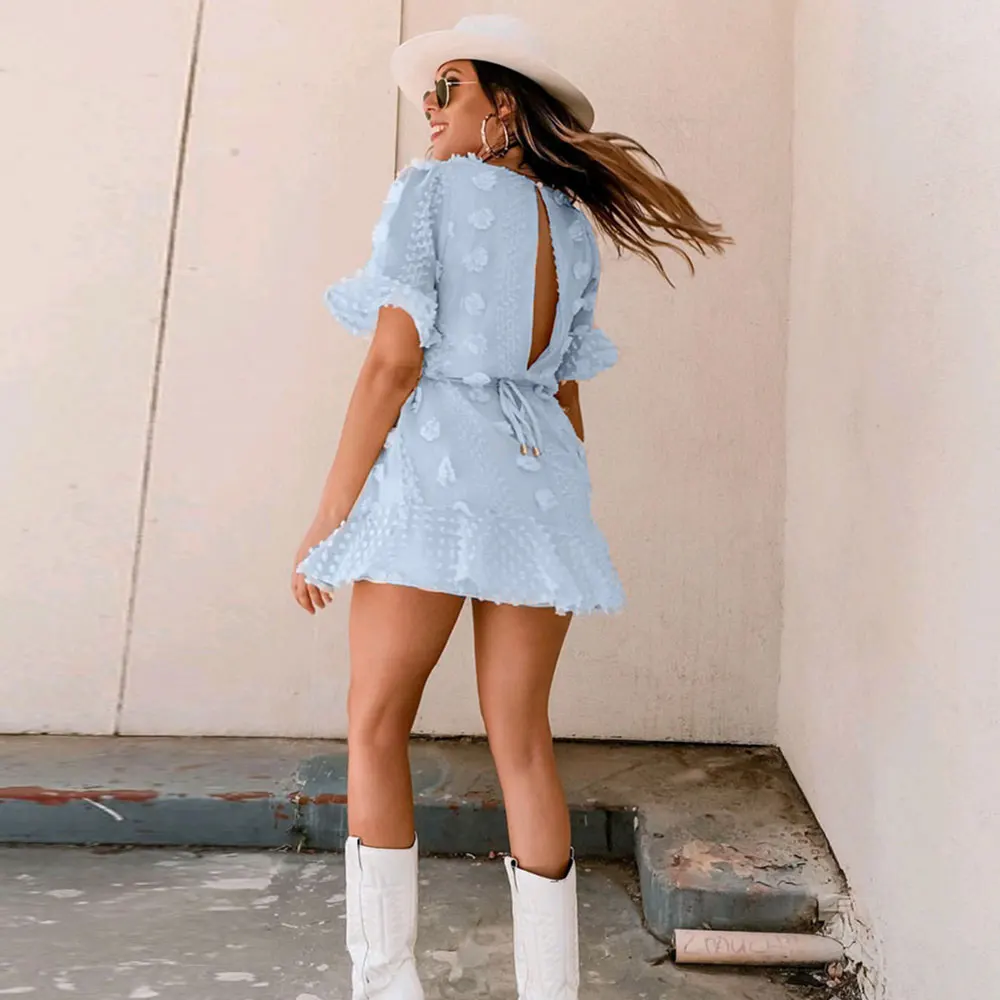 Платье WildPinky женское короткое с цветочной вышивкой винтажный элегантный сарафан