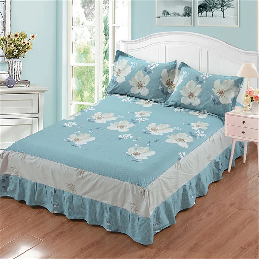 100% хлопок ткань зеленый розовый белый цветок край свадебное украшение кровать