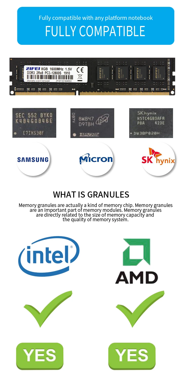 ZiFei оперативная память DDR3 8 Гб 1333 МГц 1600 МГц 1866 МГц 240Pin LO-DIMM память для настольных ПК полностью совместима с Intel и AMD