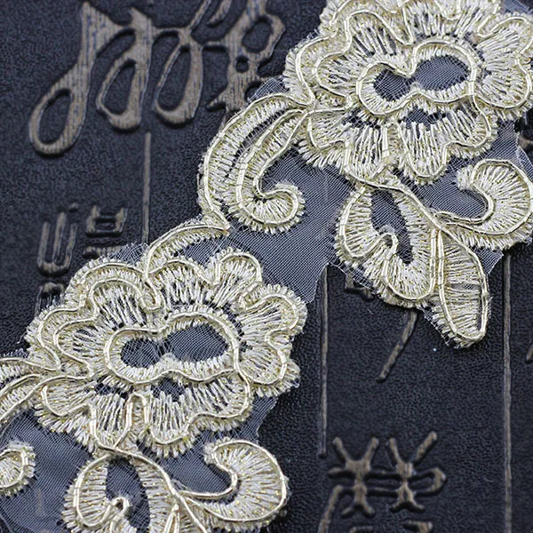 Gold Embroidered Metallic Lace Applique Fabric Ribbon Decorated Venise Embellishment Sewing Accessories for Craft 10yard/T844 | Дом и сад