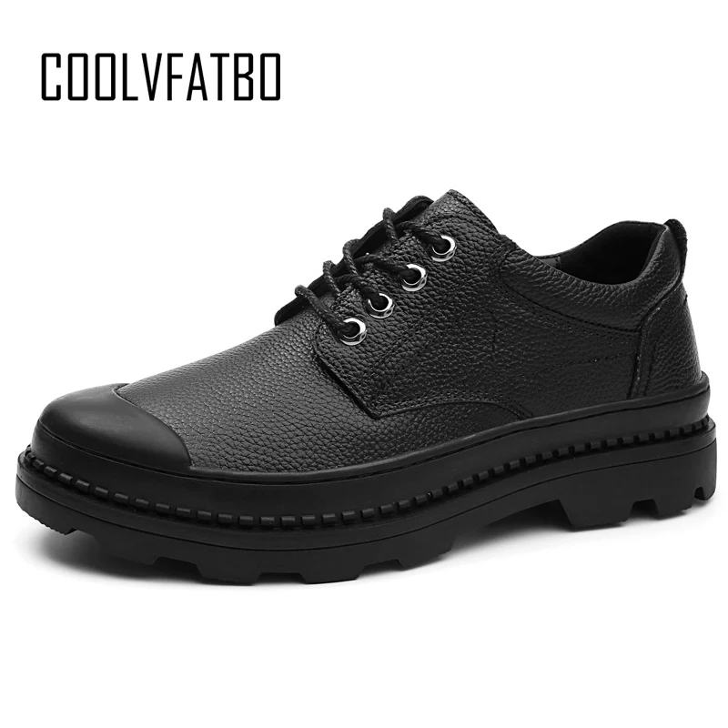 COOLVFATBO/мужские зимние ботинки; Теплые Ботинки martin; ботильоны с круглым носком на шнуровке; армейские ботинки из коровьей кожи; модные ботинки Martens