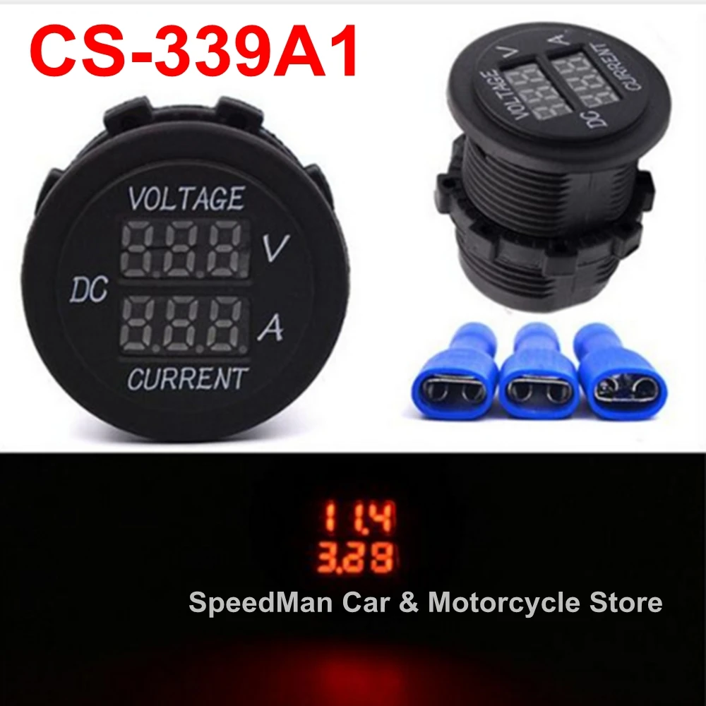 WUPP Digital Voltage Current Tester CS-339A1 Car Motorcycle DC12V Ammeter and Voltmeter with 3 Terminals Red LED Indicator | Автомобили и