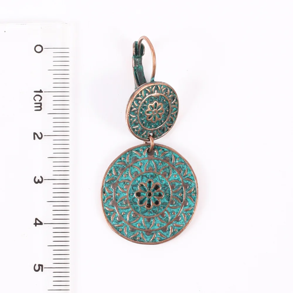 Женские винтажные круглые серьги-подвески HC Винтажные в богемном стиле с резным