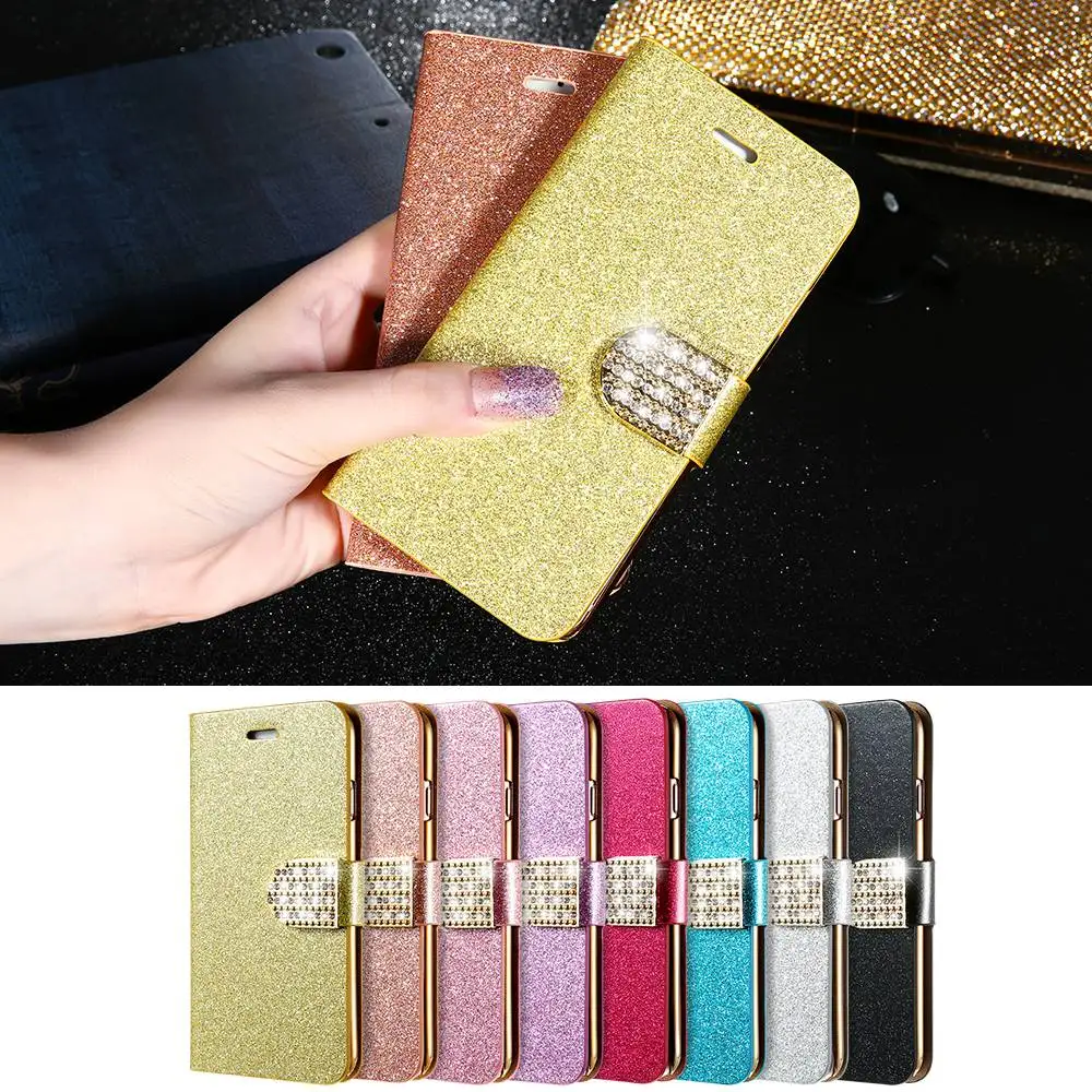 Kisscase 2018 New Sexy блеск Флип кожаный чехол для iPhone 7 8 Plus Samsung S7 S6 край Стенд бумажник Card