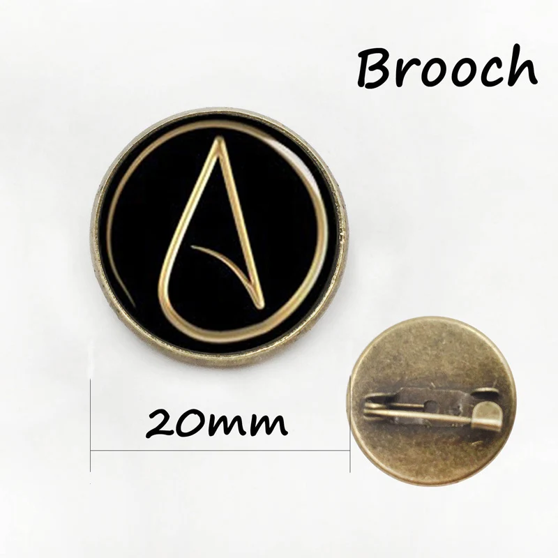 Атеизм движение Логотип Знак атеист Символ атома металлический штырь стимпанк