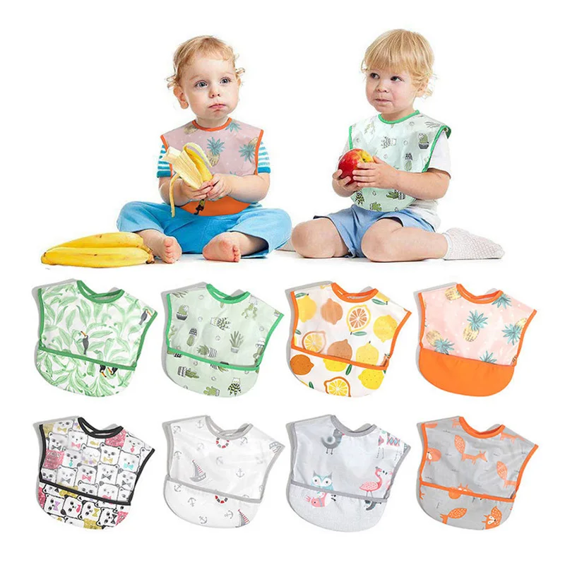 

Baby Bibs EVA Waterproof Lunch Pinafore Cartoon Printing Children Feeding Burp Cloths Bib Adjustable Babador Apron NBB0273