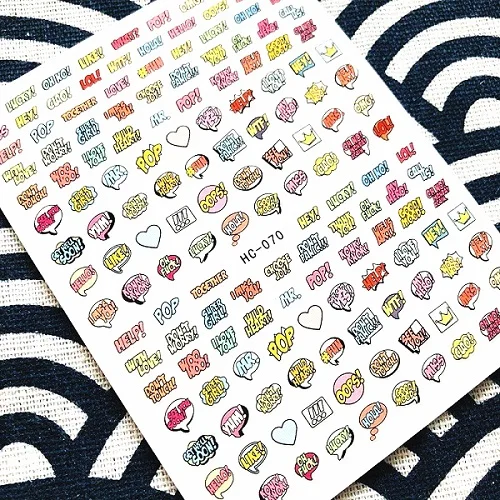 HC 70 красочные английские буквы черные цветные стикеры 3d на ногти nail art Наклейки