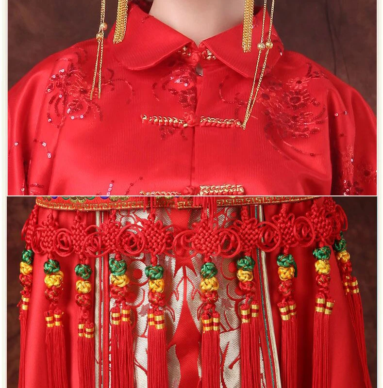 

New Red traditional chinese wedding dress Qipao National Costume Womens Overseas China Style Bride Cheongsam clothing S-XXXL