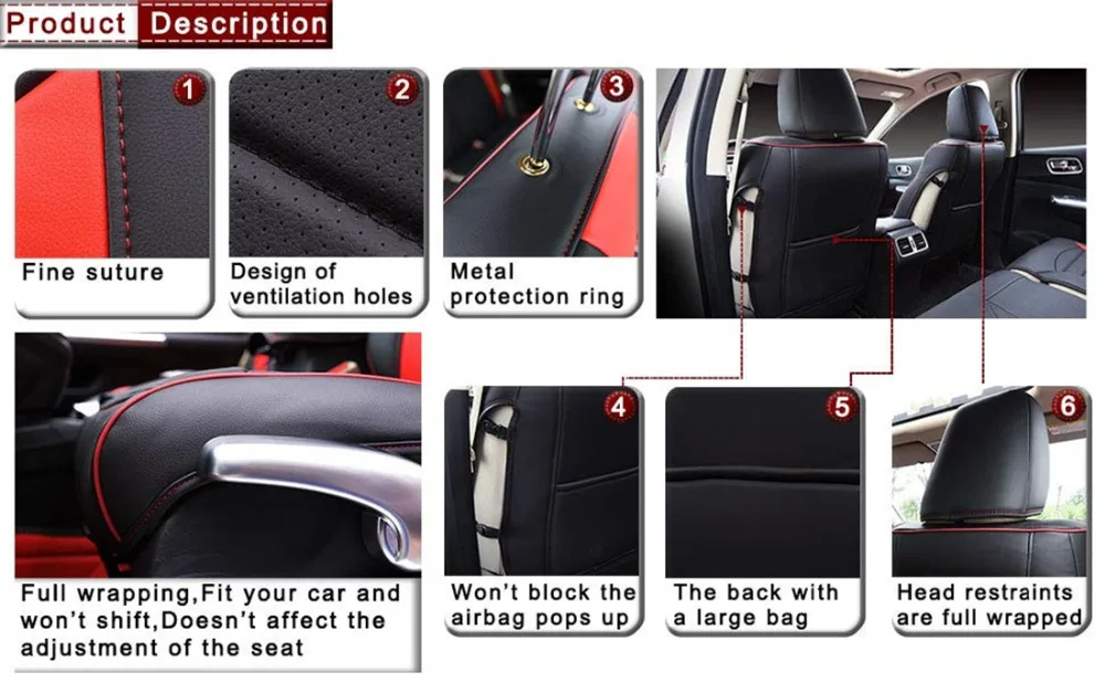 Seat Proetction Чехлы для Honda CRV передний задний весь набор черный красный стежок без эффекта для подушки безопасности чехол для сиденья для CRV