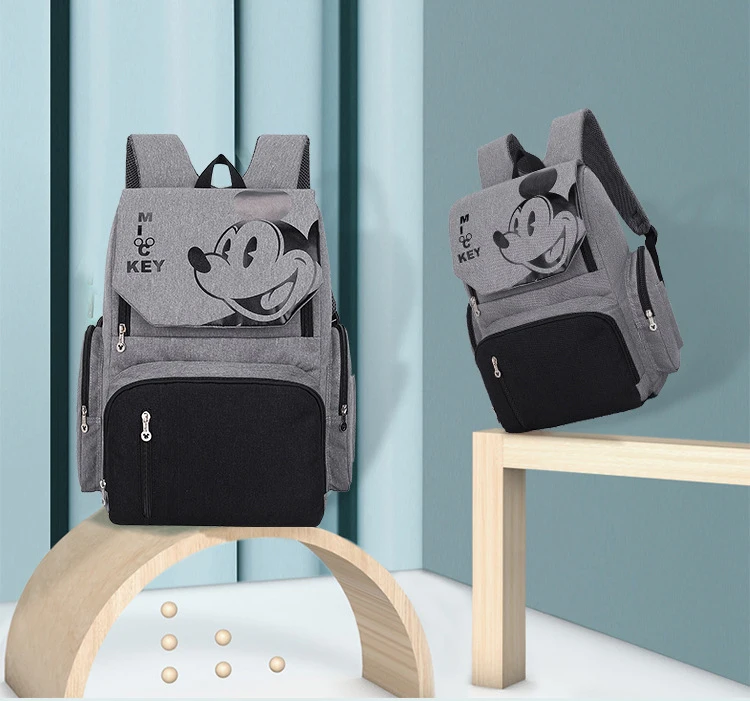 Disney Minnie Новая Мумия пеленки сумка мода двойной плечо водонепроницаемый Мать сумка для детских подгузников USB теплее материнства рюкзак