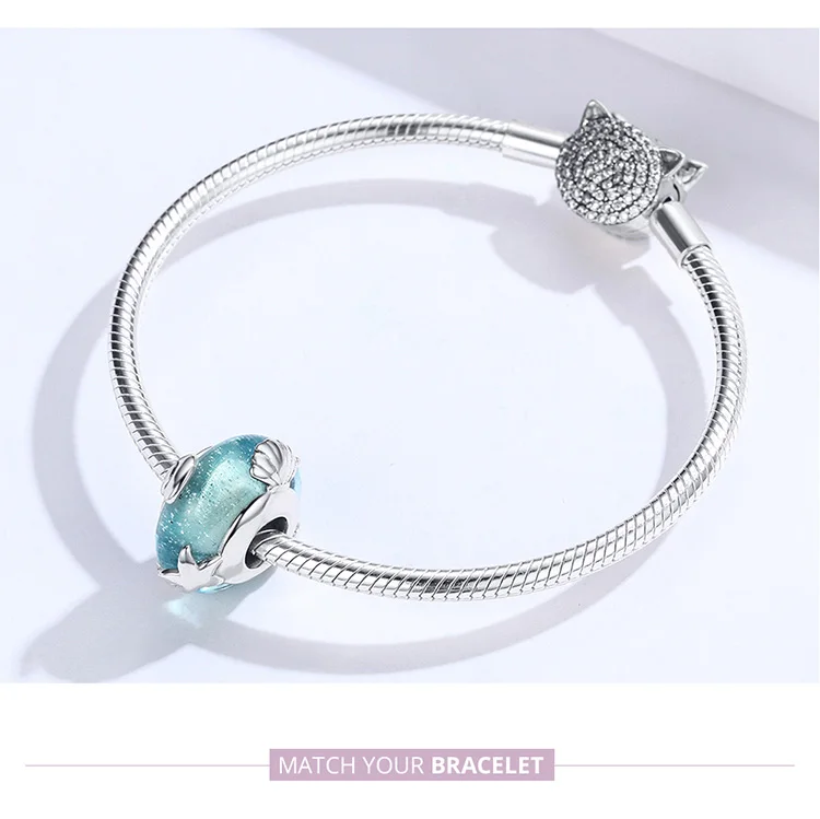 Браслет Pandora,, 925 пробы, серебро, морская Русалка, звезда, бабочка, стеклянные бусины, S925, сделай сам, циркон, Маргаритка, пчела, подвески