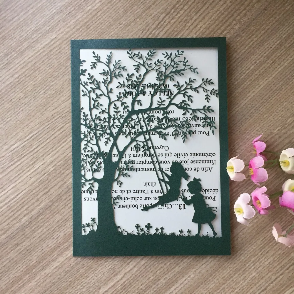 

30pcs /lot Laser Cut Lace Tree Invitations Cards for Engagement Wedding Birthday Graduation Anniversary,24 Colors Free Shipping