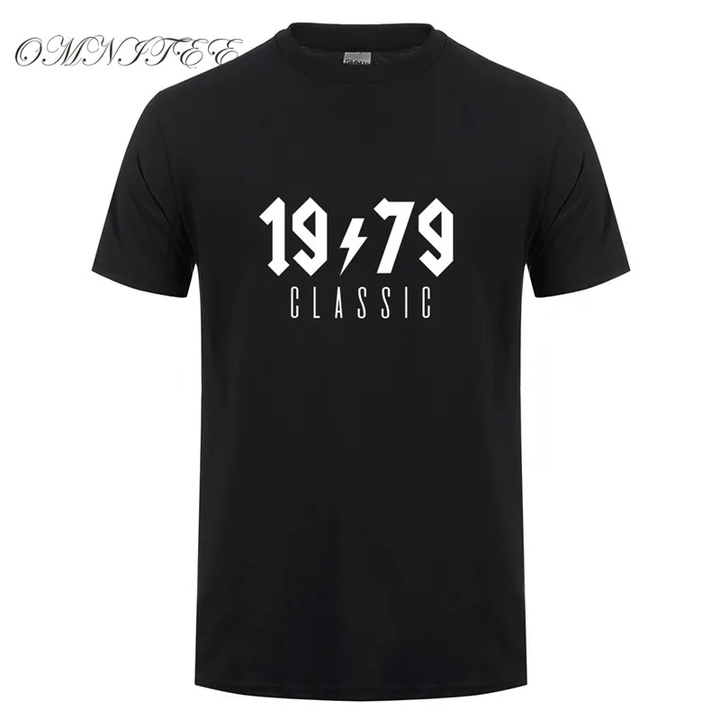 Omnitee родившиеся в 1979 футболки Классическая хлопковая рубашка с коротким