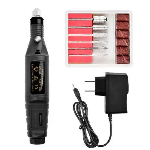 Black color US plug ELECOOL EU US Plug 9 Вт многофункциональная электрическая машинка для маникюра, дрель для ногтей, художественная ручка, педикюрная пилка, отшелушивающий аппарат - Цвет: Black color US plug