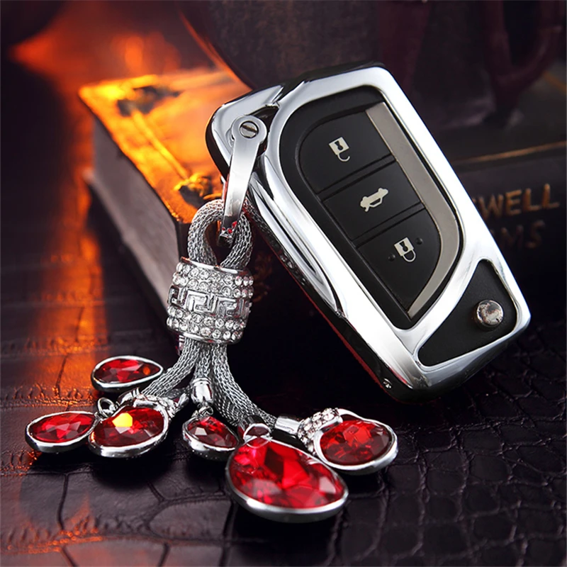 Suede Fur Zinc alloy car Key Case For Toyota CHR C-HR Prado Prius Camry Corolla RAV4 Avensis Vitz keychain | Автомобили и