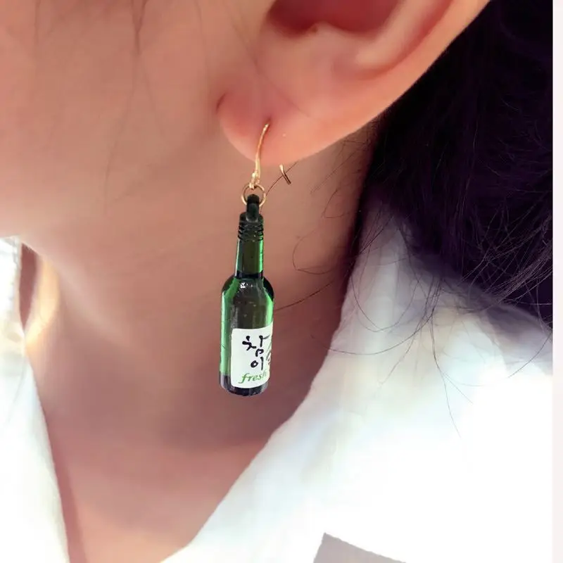 

New Punk Girls Beer Bottle Drop Earring For Women Korean Style Gothic Cute Bottles Dangle Earings Female Jewelry Party Gifts
