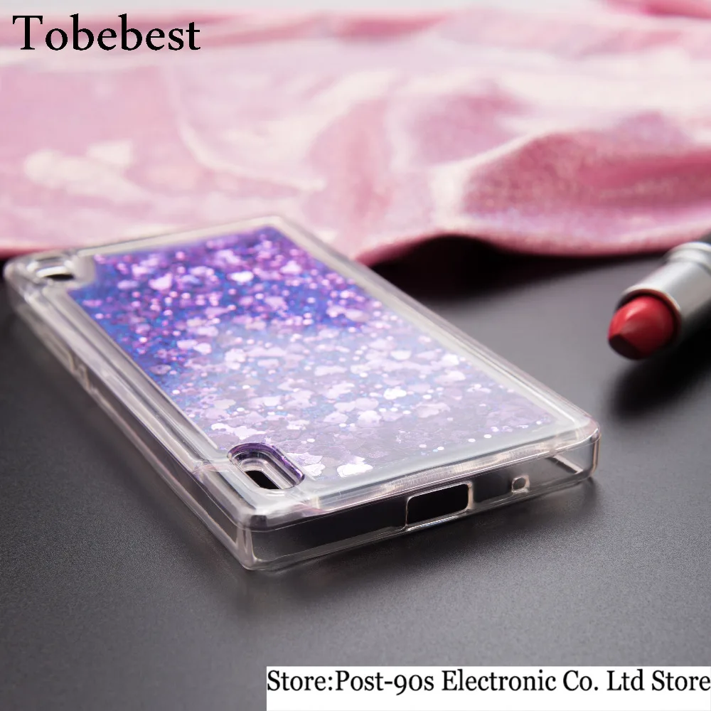 Tobebest Huawei P7 Case Dynamic Liquid Glitter Sand Quicksand Star TPU For Ascend Crystal Clear Back Cover |