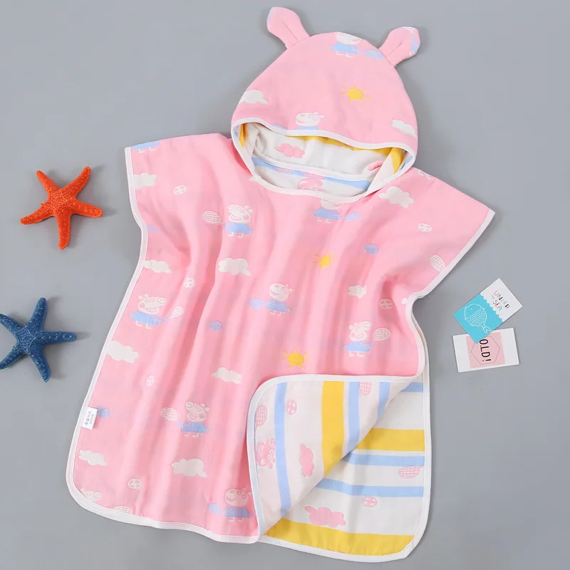 pink pig Детские натуральный хлопок банное полотенце с мультяшным принтом с пышной 6-слойной юбкой Одеяло, детский плащ, детский халат с капюшоном для новорожденных муслин купальный держать Обёрточная бумага Z023 - Цвет: pink pig