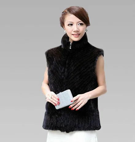 Free shipping new knitted genuine real natural Mink fur vest women coat winter jacket custom plus size | Женская одежда
