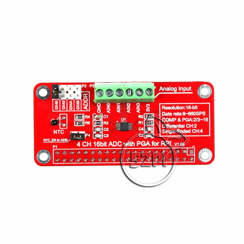 52Pi 16 бит I2C ADS1115 модуль АЦП 4 канала для Raspberry Pi 3/2 Модель B|raspberry pi 3|raspberry pipi 3 |