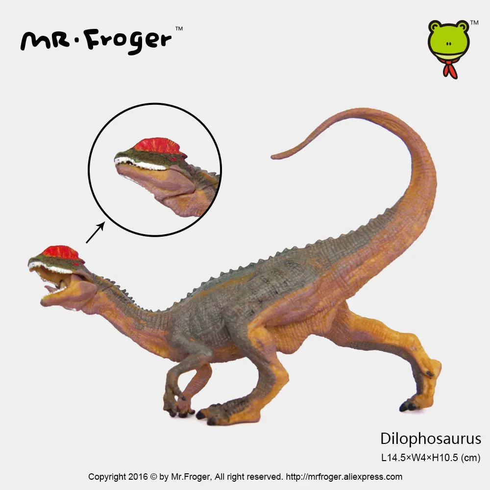 Фото Mr.Froger Dilophosaurus модель игрушки милый динозавр подвижные Классические игрушки Детские модели животных пластиковые ПВХ Юрского периода собрат... №4