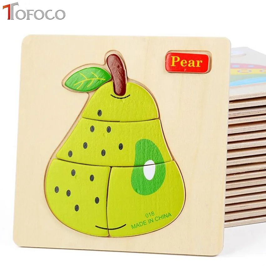 TOFOCO красочные детские деревянные животные Мультяшные картины головоломка для