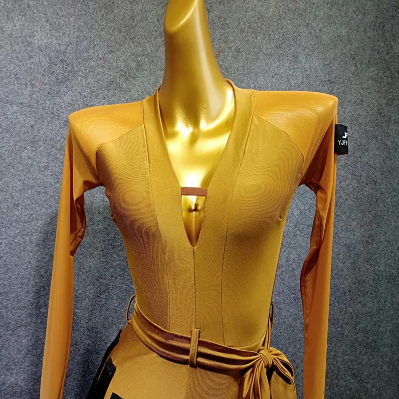 Платье для латиноамериканских соревнований желтое платье с бахромой