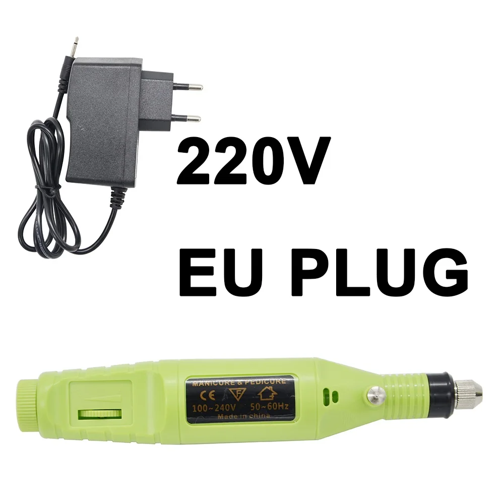 GREEN EU PLUG 20000 ОБ/мин Электрическая дрель для ногтей Алмазная пилочка для ногтей дрель для маникюра и педикюра сверло для полировки наборы инструментов - Цвет: GREEN EU PLUG