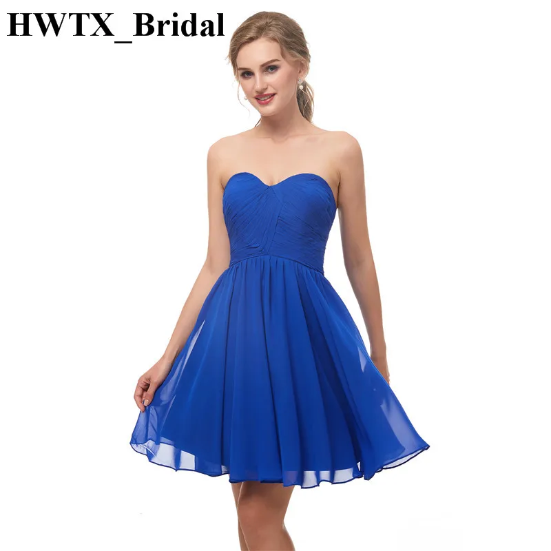 Очаровательные короткие платья подружки невесты для женщин 2018 Королевский синий