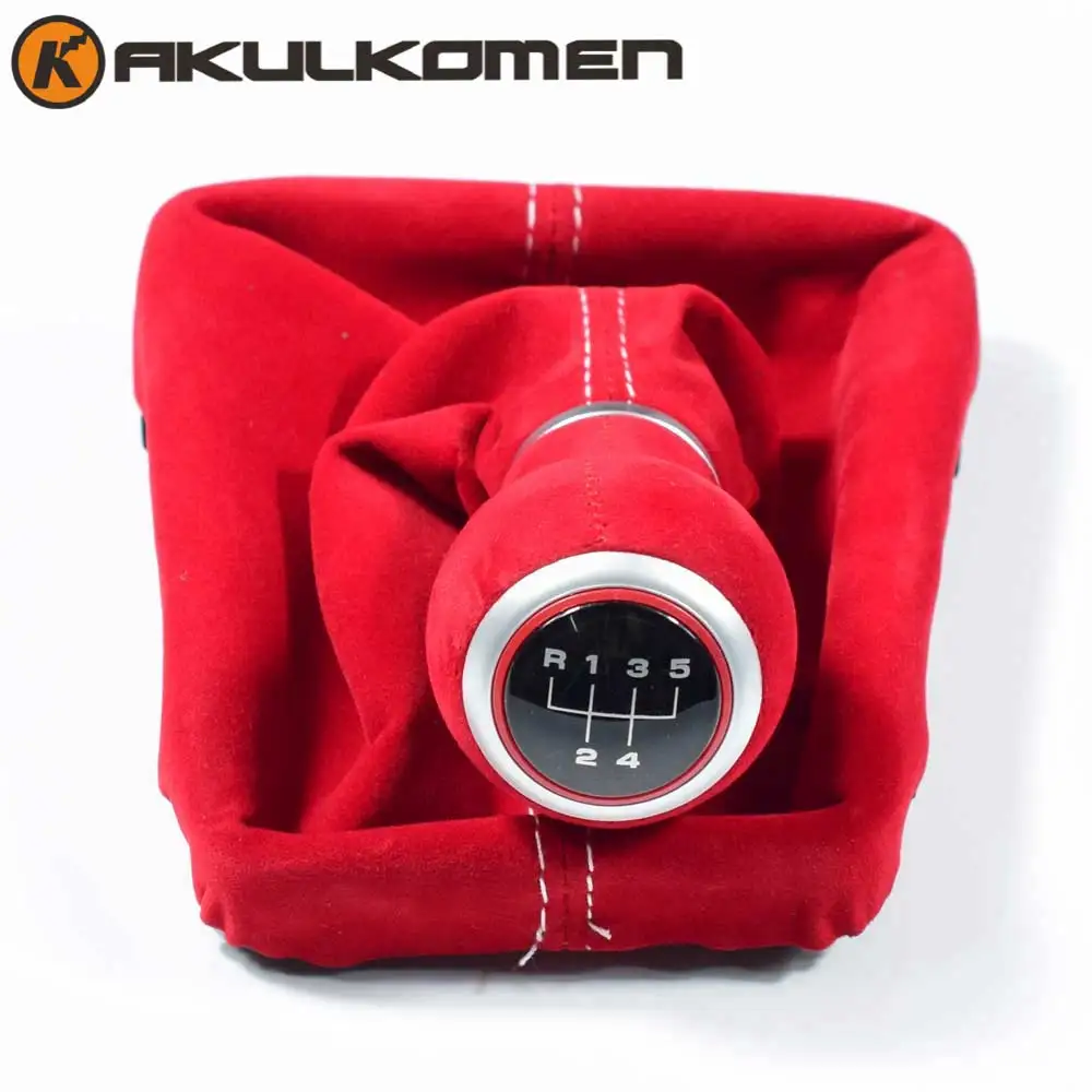 5speed-Redboot Ручной мяч 5/6 скоростной эксклюзивный замшевый кожаный редуктор накладка на рычаг переключения скоростей крышка ручка для Audi A3 S3 8 V-8 P S-line 2007-2013 - Название цвета: 5speed-Redboot